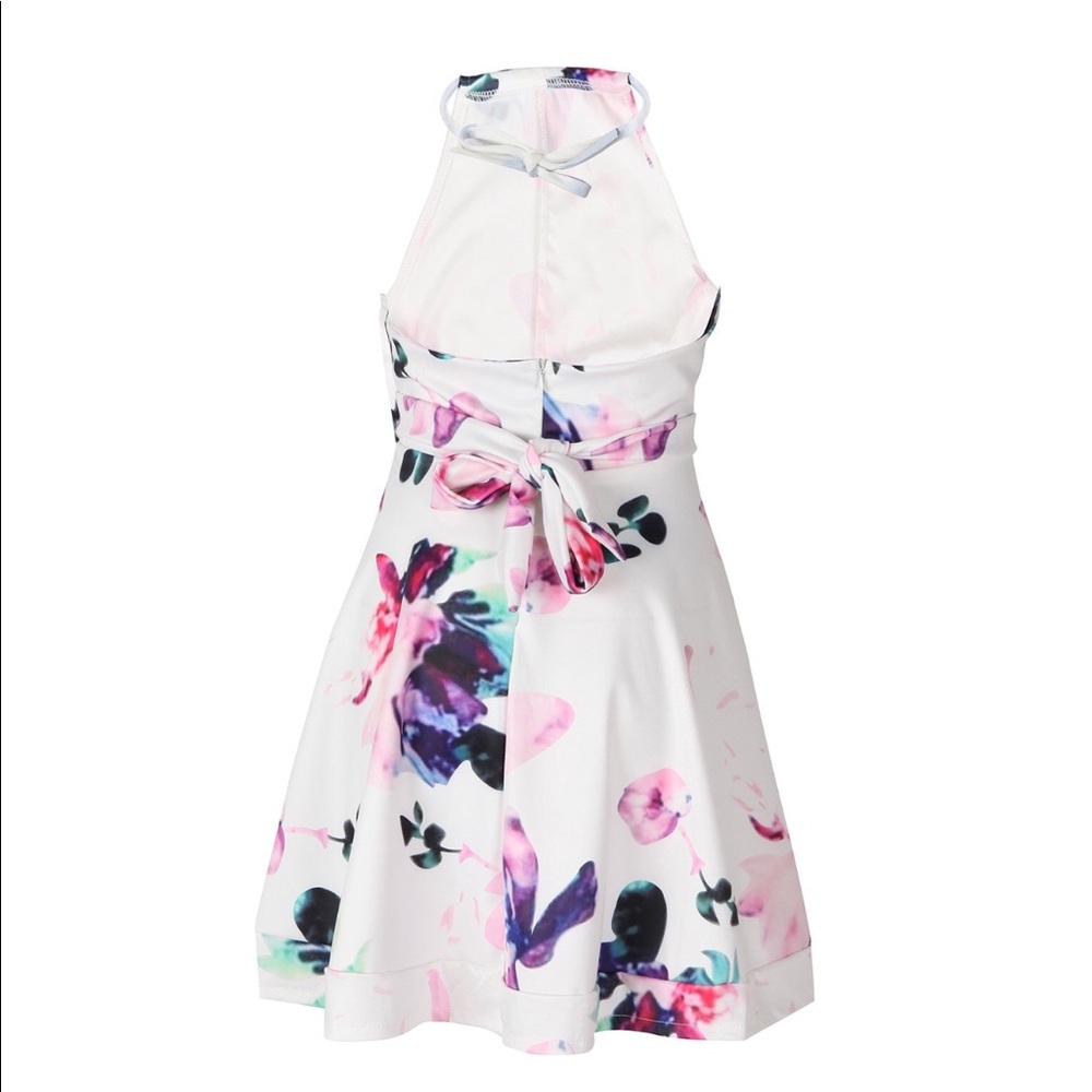 Halter Belted Floral Open Back Mini Dress - Picture 7 of 8